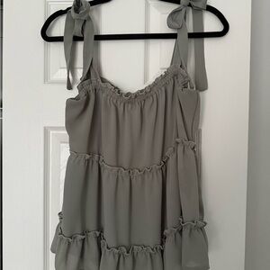 Elegant Olive Green Ruffle Top